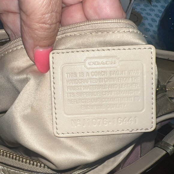 Coach Colette Pink Tan Signature Beige Leather Hobo Bag #16441 - Picture 7 of 13